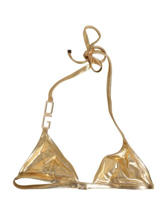 Dolce & Gabbana Gold-Tone Triangle Bikini Top DG Logo Womens Swimwear