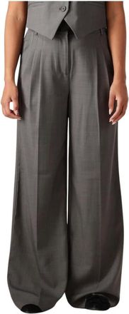 Co'Couture Broeken, Dames, Grijs, L, Polyester, Liane Pleat Pant