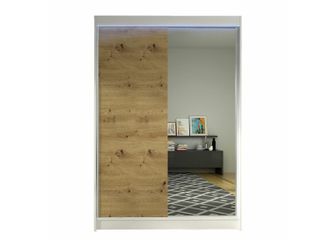 Mirjan24 Armario Closico Salvor I, Blanco + Roble Artisan, 200x120x58cm, Puertas De Armario: Correderas, N&uacute;mero De Estantes: 5, Led