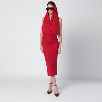 Andamane Abito midi Annie con cappuccio rosso