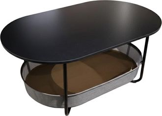 Relaxdays Relaxdays Mesa De Centro Oval Con Cesta De Tela Y Almacenamiento, 55 X 100 X 45 Cm, Mdf Y Metal, Negro-gris