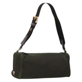 Prada Pre-owned Shoulder Bags, female, Green, Size: ONE SIZE Pre-owned Nylon Shoulder Bag