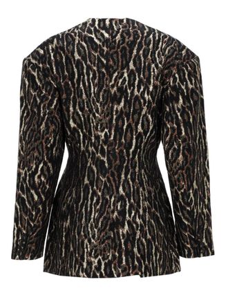 Ganni Animal Print Recycled Polyester Blazer - Multicolor