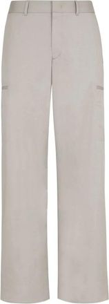 Fendi Grijze Broek met Rechte Snit en Zakken - Heren - Straight fit broeken - Grijs - M - Katoen - Broeken