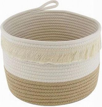 Trade Shop Trade Shop - Cestino Porta Biancheria Oggetti Corda Intrecciata Cesto Organizer 26x18cm 10652