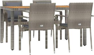 vidaXL Vidaxl - Set Comedor De Jard&iacute;n 5 Piezas Con Cojines Rat&aacute;n Sint&eacute;tico Gris