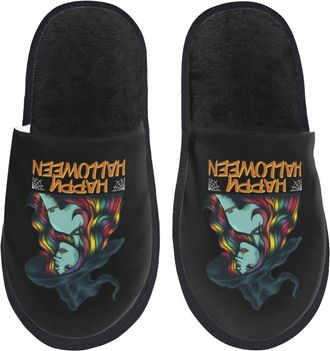 Generic Breathable Cotton Slipper Happy Halloween Young Witch House Shoes Portable Ladies Slippers for Bedroom Indoor Family M