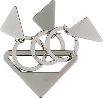 Prada Mens Silver Metal Keyring Black Keychains
