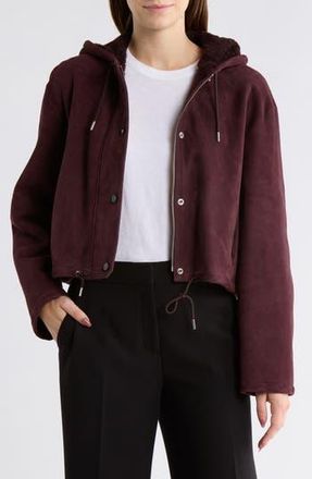 Theory Crop Genuine Shearling Jacket in Malbec at Nordstrom Rack, Size Small