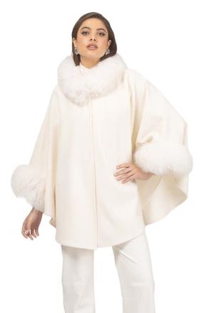 Gorski Wool And Cashmere Cape in Ivory at Nordstrom