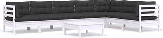vidaXL Muebles De Jard&iacute;n 8 Pzas Con Cojines Blanco Madera Maciza Pino Vidaxl