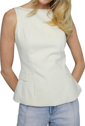Line & Dot Adelaide Cotton Front Pocket Top In Ecru