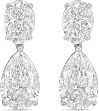 Diana M. Jewels 14KW WG 12.00 Ct TW of Lab grown oval and pear shape diamond drop earrings