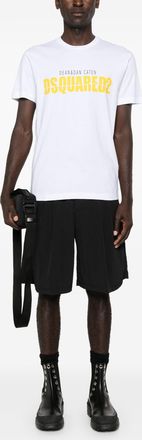 Dsquared2 Mens Split Printed Logo T-Shirt in White Cotton - Size Small