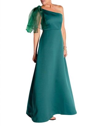 Camilyn Beth Vivienne Gown In Hunter Green Satin