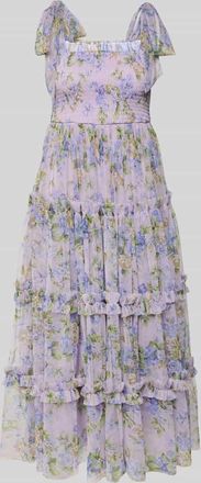 Lace & Beads Cocktailkleid mit Karree-Ausschnitt in Flieder, Gr&ouml;&szlig;e M