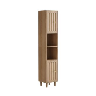 Urban Meuble Columna de Ba&ntilde;o Roble 169cm - Armario Estrecho 2 Puertas y Estantes