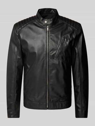 Strellson Lederjacke mit Stehkragen Modell PIERCE in Black, Gr&ouml;&szlig;e 48