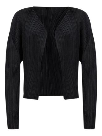 Pleats Please Issey Miyake pleated open-front cardigan - women - Polyester - 5 - Black