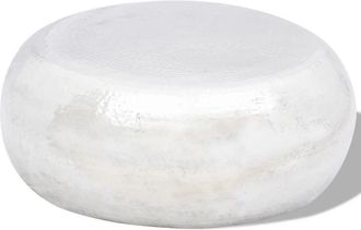 vidaXL Mesa de centro redonda de aluminio martillado plateada Vidaxl