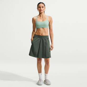 Nike Womens 24.7 PerfectStretch Dri-FIT UV Protection High-Rise Pleated Skirt in Green | IR8705-303