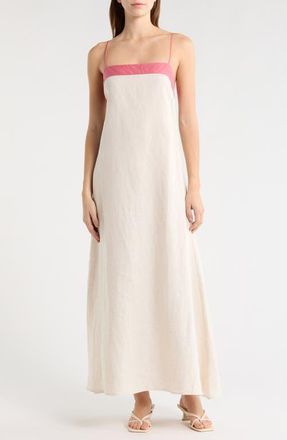 Staud Laura Linen Maxi Dress in Blush Cany at Nordstrom, Size X-Small