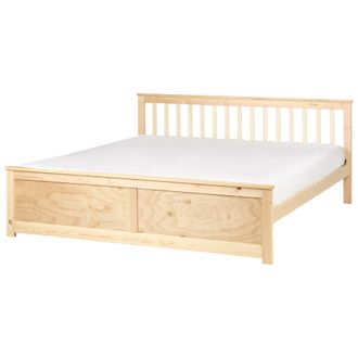 Beliani Cama Con Somier De Madera De Pino Mdf Minimalista 180 X 200 Cm Marr&oacute;n Claro Olendon