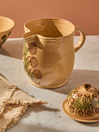 Poterie d'Évires Flowers Hand-Painted Ceramic Jug (70.5oz/2L)