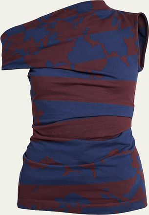 Dries Van Noten Hunray Abstract-Print Off-The-Shoulder Top