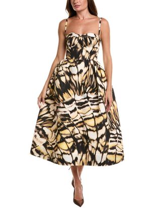 Oscar De La Renta Oscar De La Renta Sleeveless Bustier Detail Butterfly Silk-Lined Midi Dress