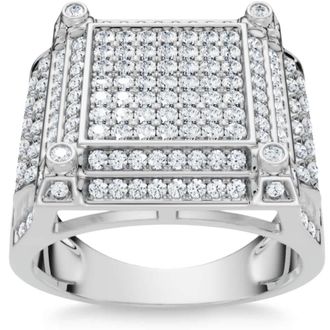 Pompeii3 1 1/2 Ct Diamond Mens Multi-Cluster Wide Ring in White or Yellow Gold