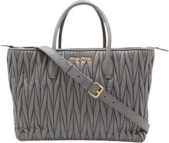 Miu Miu Vintage, unisex, Grijs, ONE Size, Leer, Pre-owned Satchel