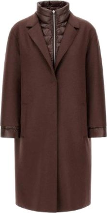 Herno Resort Vilten Wol en Nylon Ultralichte Jas - Dames - Mantel - Bruin - L - Wol - Jassen