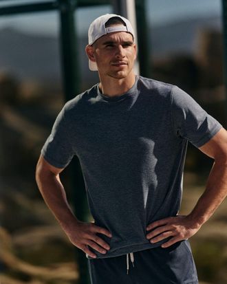 Vuori Clothing Strato Tech T-Shirt | Blue Sea Heather | XS, Size Extra Small
