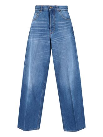 Haikure Wide-Leg Denim Jeans With Mid-Rise Waist And Five-Pocket Design