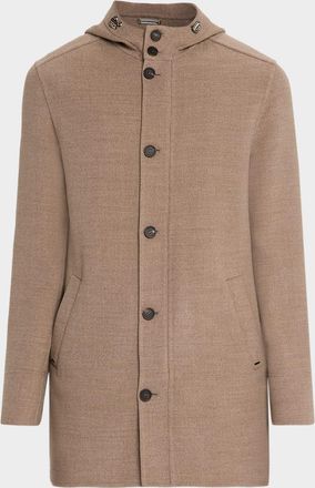 Stefano Ricci Mens Double-Face Wool Hooded Jacket