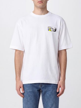 Off-white Cotton T-Shirt with Contrasting Arrow Logo and Dropped Shoulders