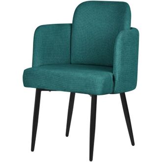 ML Design ML-Design Poltrona da Pranzo Verde Petrolio, con Rivestimento in Tessuto, con Gambe in Metallo, Sedia da Cucina con Braccioli e Schienale in Rattan