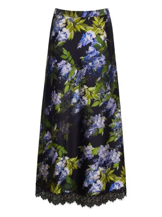 Cara Cara floral-lace skirt - women - Silk/Spandex/Elastane - M - Black