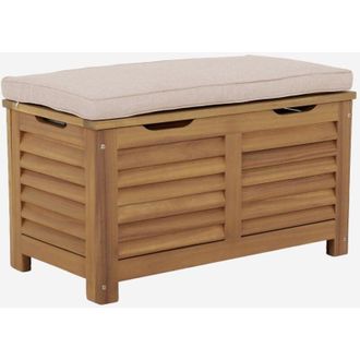 Sweeek Cassapanca da giardino in legno di acacia con pistoni, 63L