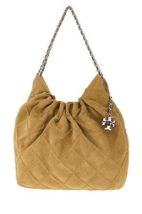 Tory Burch Womens Beige Suede Mini Fleming Shoulder Bag Borse A Mano