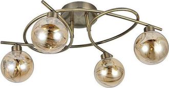 Fabrilamp Fabrilamp Plafon Con Tulipas De Cristal Varanasi Cuero 4 L