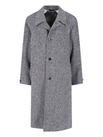 Paul Smith Grey Classic Herringbone Wool Belted Coat