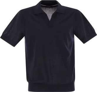 PESERICO Peserico Mens Polo Shirt In Pure Cotton Yarn - Dark Blue - Size EU 50 (Mens)