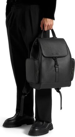 Mani&egrave;re De Voir Maloe Pebbled Leather Eiffel Clasp Backpack in Black at Nordstrom