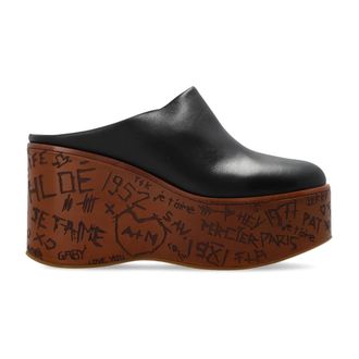 Chlo&eacute; Maxime Platform Slides - Dames - Sleehakken - Zwart - 39 EU - Leer - Schoenen