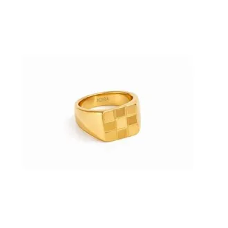 Adiba Squares Pattern Stainless Steel Ring in Gold at Nordstrom, Size 7