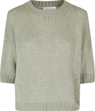 Roberto Collina Trui met ronde hals - Dames - Ronde hals truien - Groen - M - Truien & Vesten