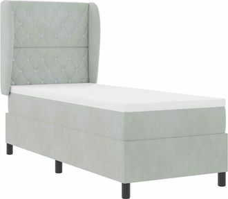 vidaXL Vidaxl - Cama Tipo Box Spring Gris Claro 80 X 200 Cm Terciopelo