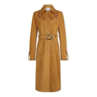 Paco Rabanne Lange Su&egrave;de Trenchcoat - Dames - Jassen - Bruin - Maat: S Su&egrave;de
